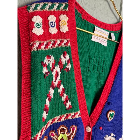 Vintage 1995 Marisa Christina II Christmas Sweater Vest Women’s 3X Gingerbread - Picture 2 of 7